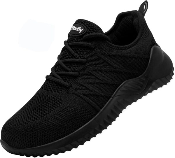 Tinefiy Steel Toe Shoes for Women Lightweight Comfortable Slip Resistant Safety Work Sneakers Cushion Puncture Proof Shoes Indestructible Shoe