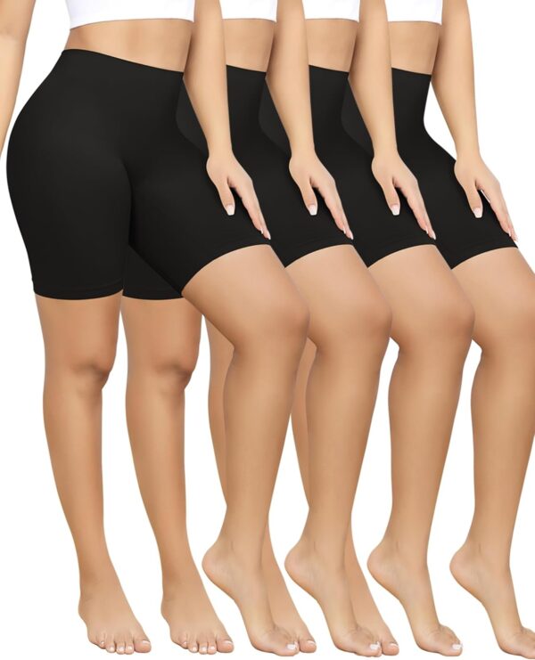4 Pack Slip Shorts for Under Dresses Anti Chafing Underwear Seamless Comfortable Smooth Yoga Biker Workout Shorts
