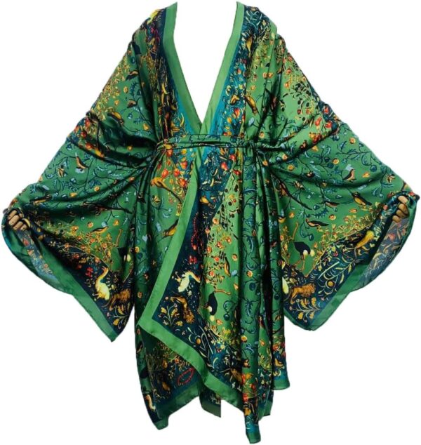 Plus Size Summer Cover up Cardigan Fashion Sexy African Holiday Party Long Sleeve Silk Feeling Robe Kimono Kaftan