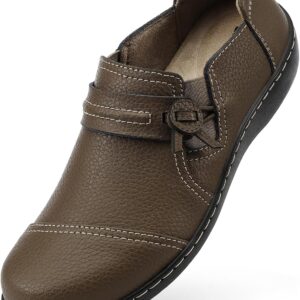 LAZYPOP Women's Classic Comfort Leather Loafers Cute Slip-Ons Casual Dress Shoes Lightweight Walking Flats Everyday Work Shoes