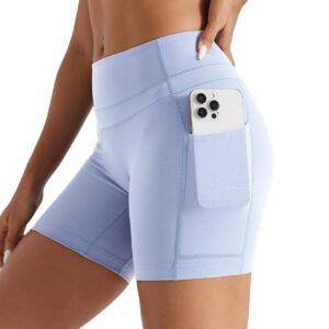 TomTiger Yoga Shorts for Women with Pockets - High Waist Tummy Control Workout Biker Shorts