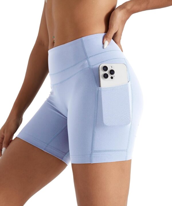 TomTiger Yoga Shorts for Women with Pockets - High Waist Tummy Control Workout Biker Shorts