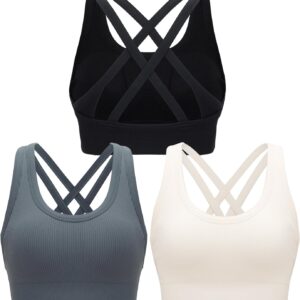 RUNNING GIRL Sports Bra for Women High Support, Criss-Cross Back Padded Strappy Sports Bras Yoga Bra with Removable Cups