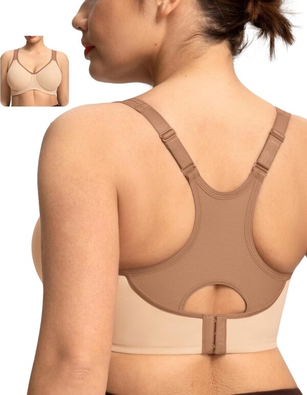 HSIA Sports Bra for Women High Support Large Bust Outside Underwire Adjustable Racerback Unlined Full Coverage Sports Bra