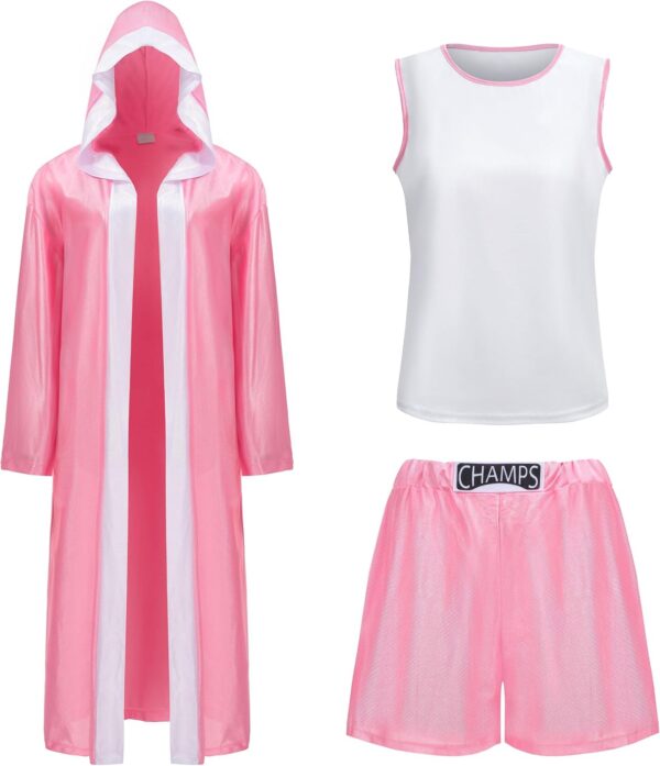 Women Boxer Costume,Champion Boxer Costume,Adult Boxing Hooded Robe with Vest,Shorts