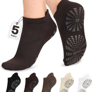 unenow 5 Pairs Pilates Socks for Women Non Slip Socks with Grips for Yoga Hospital Barre Barefoot