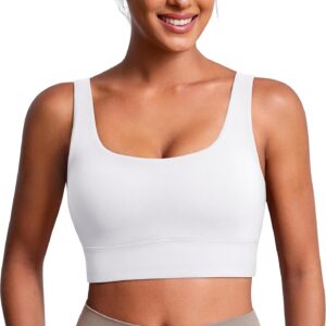 BAYDI Clouduxi Scoop Neck Sports Bras for Women - U Back Padded Workout Crop Top with Built in Bra Low Impact Yoga Bra