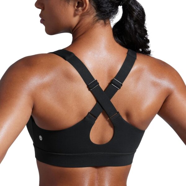 CRZ YOGA Butterbreeze Criss Cross Back Sports Bras for Women - V Neck Adjustable Straps Padded Workout Training Crop Top