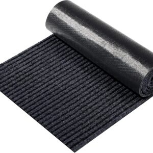 Nuanchu 1 Roll Large Semi Finished Outdoor Mat 16 x 79 Inch Narrow Door Mat Non Slip Boot Rugs Waterproof Carpet Roll for Bathroom Entryway Indoor Outdoor (Black)