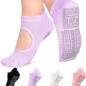 unenow Non Slip Grip Yoga Socks for Women with Cushion for Pilates, Barre, Home