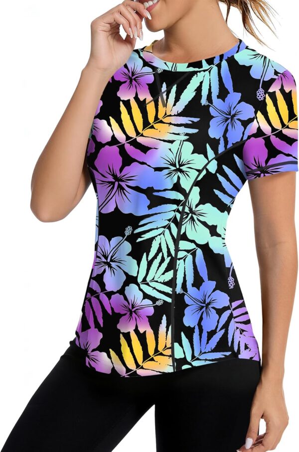 AVOOGUE Women's Short Sleeve Workout Tops Quick Dry Athletic UPF50+ Sun Protection Shirts Gym Hiking Running Yoga Clothes