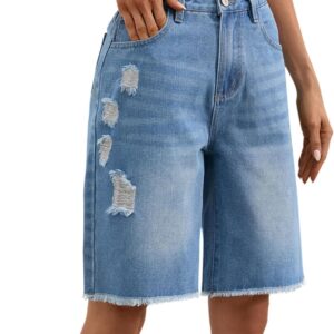 Casual Jean Shorts for Womens Stretchy High Waisted Denim Shorts with Pockets Trendy Summer Shorts for Women