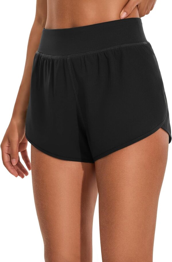EZRUN Women's 3" Athletic Running Shorts High Waisted Split Dolphin Shorts Comfy Mesh Liner for Gym Workout Track