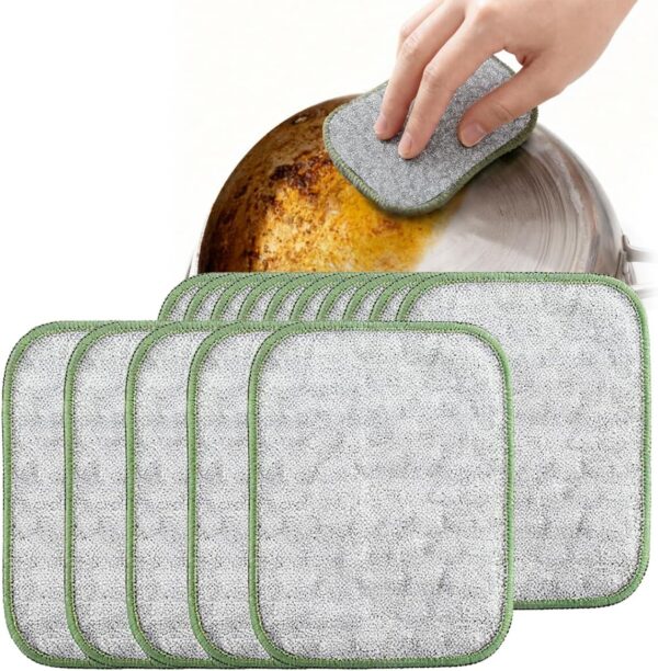 2026 New Multipurpose Wire Dishwashing Rags, Double Layer Metal Scrubbing Pads, Non-Scratch Reusable Cleaning Cloths for Kitchen, Pots, Pans, Sinks, Wet and Dry Use (15Pcs)