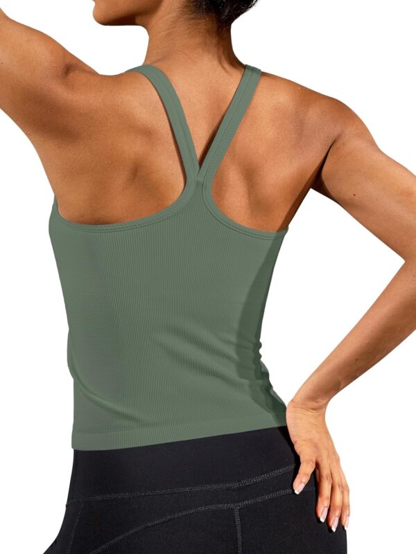 ATTRACO Women's Workout Tank Top Built in Bra Ribbed Athletic Tank Racerback Workout Top Scoop Neck