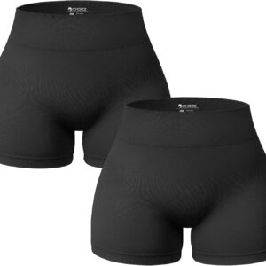 OQQ Women 2 Piece Shorts Butt Lifting High Waist Tummy Control Yoga Athletic Workout Shorts