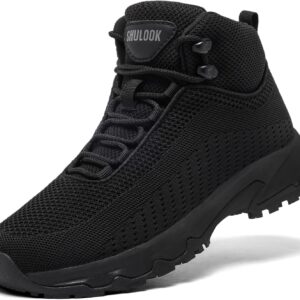 SHULOOK Non Slip Work Boots Women Slip Resistant Comfortable Mesh Kitchen Chef Shoes for Restaurant Food Service Lightweight Walking Shoes Ankle Support,Black