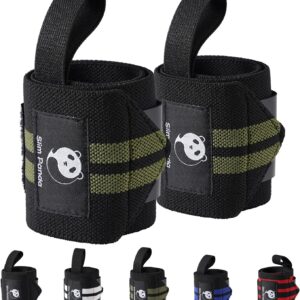 Slim Panda Wrist Wraps for Powerlifting & Weightlifting - Adjustable 18" Straps with Thumb Loops | Heavy Duty Wrist Support for Deadlift, Bench Press, Squats, 1 Pair