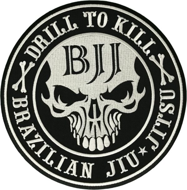 Jiu Jitsu Patch Drill to Kill 4.7 inches Round sew on Embroidered BJJ Gi Patches for Jiujitsu GIS, Gifts for Jiu Jitsu Lovers