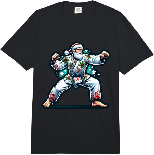 Santa Claus Jiu Jitsu Gi Karate Black Belt MMA Martial Arts Comfort Colors Adult Heavyweight T-Shirt
