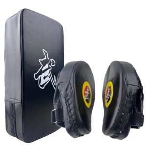 Taekwondo Kick Pad and 2 Curved Punching Mitts Set,PU Muay Thai Pads, MMA Kar...