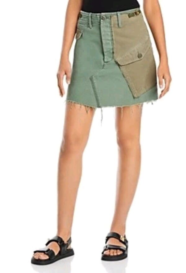 NWT Mother The G.I. Jane Frayed Cargo On The Double Green Mini Skirt  Retail$258