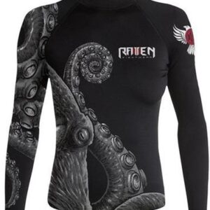 Raven Fightwear Women's Kraken Octopus Rash Guard MMA BJJ Black/Black