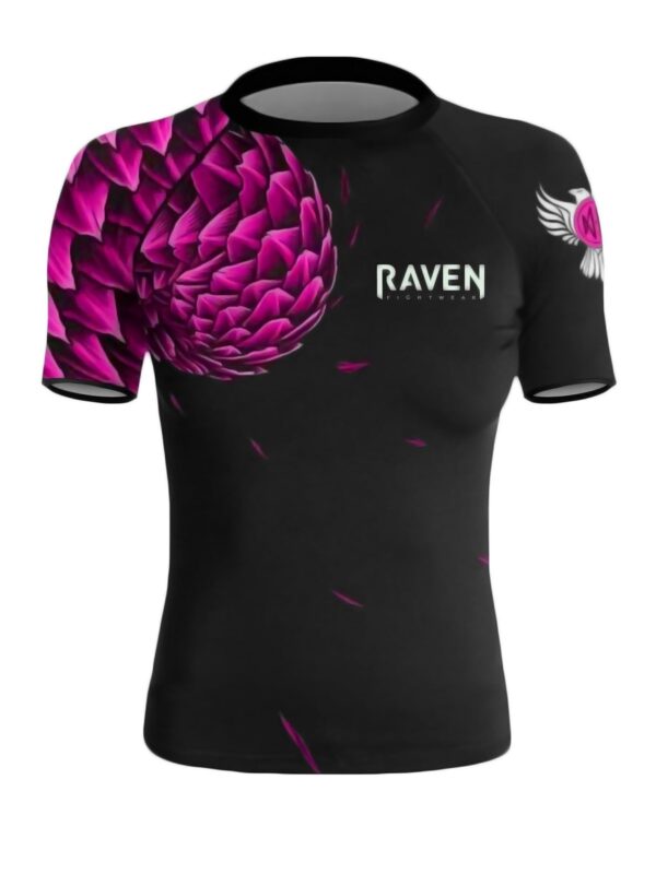 Women's Power Pangolin BJJ Rash Guard Short Sleeve MMA Black/Pink X-Small