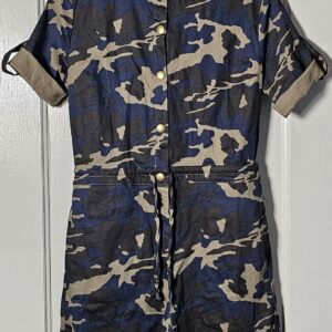 MilitaryChic Camouflage Shorts Romper Jr Sz L Blue Tan Gorpcore Hypewear