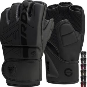 RDX MMA Gloves Grappling Sparring, Pre-Curved Mixed Martial Arts Large, Black