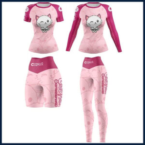 Cute Jiu Jitsu Cat Womens Compression Rash Guard For BJJ MMA Rashguard