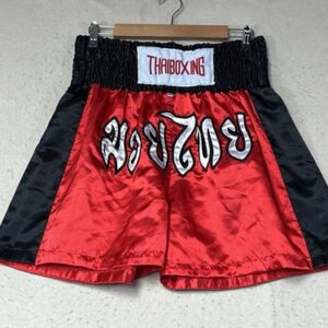 Muy Thai Shorts Kick Boxing MMA Red Black High Waisted Embroidered 2XL