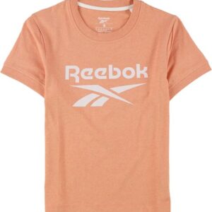Reebok Womens Texture Logo Graphic T-Shirt, Orange, Small