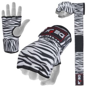 DEFY Gel Padded Ladies Inner Gloves with Hand Wraps MMA Muay Thai Color Zebra