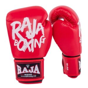 Raja Muay Thai Gloves Kickboxing # Red RBGV-V4  Model 4  16oz. Semi Leather