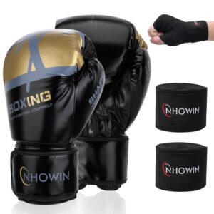 Boxing Gloves with Hand Wraps for MMA Sparring Heavy Bag Training